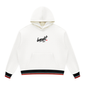 The Fringe Fleeced Hoodie - Hoodie - White with Black