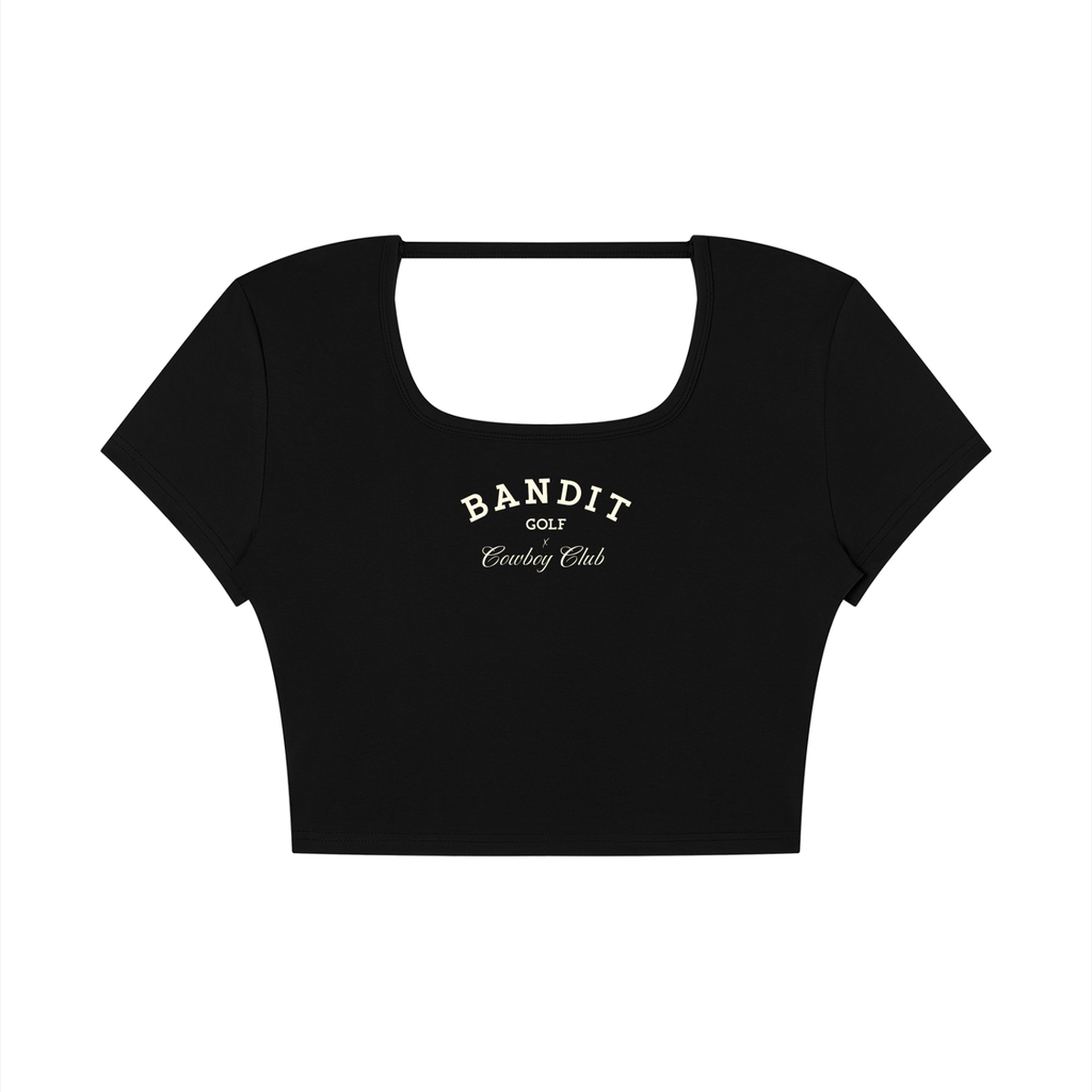 Bandit Golf & Cowboy Club Open Back Cropped T-Shirt - T-Shirt - Black