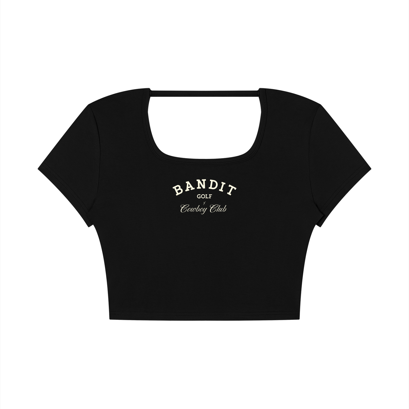 Bandit Golf & Cowboy Club Open Back Cropped T-Shirt - T-Shirt - Black