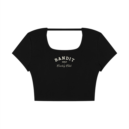 Bandit Golf & Cowboy Club Open Back Cropped T-Shirt - T-Shirt - Black