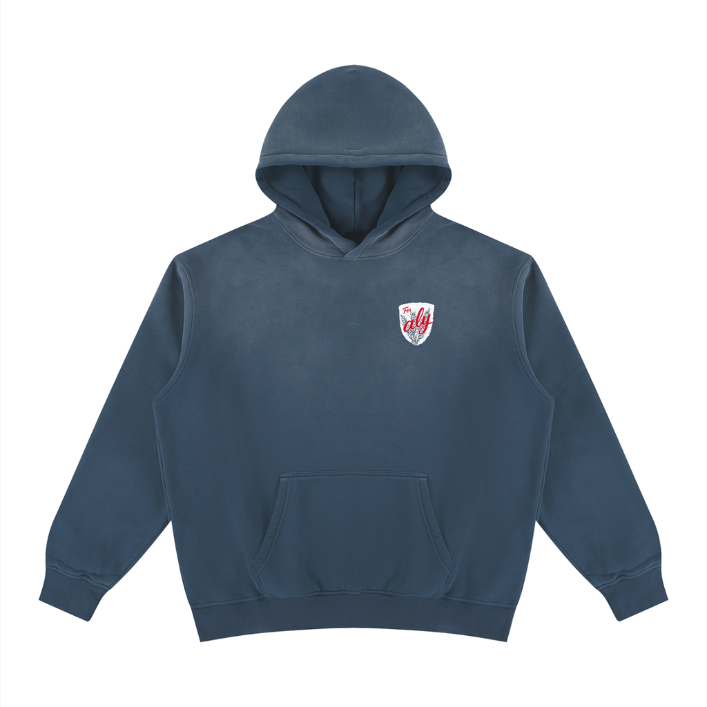 For Aly Vintage Washed Fleece Hoodie - Hoodie - Washed Blue