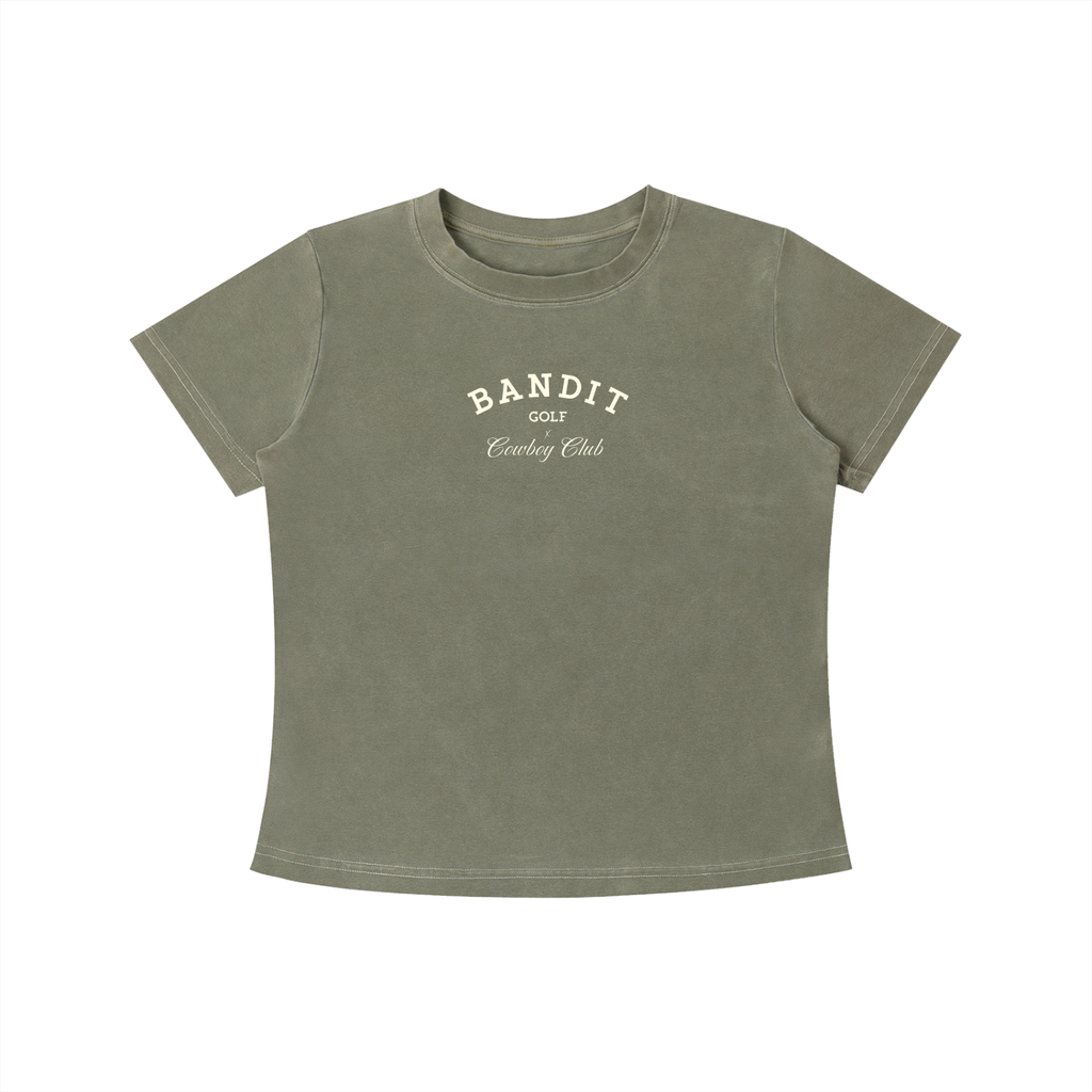 Women's Bandit Golf & Cowboy Club Vintage Wash Slim Fit Tee - T-Shirt - Army Green