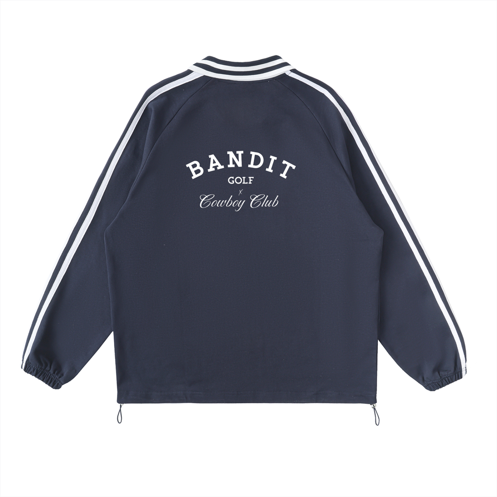 Striped Cowboy Club Lapel Collar Sweatshirt - Sweatshirt -
