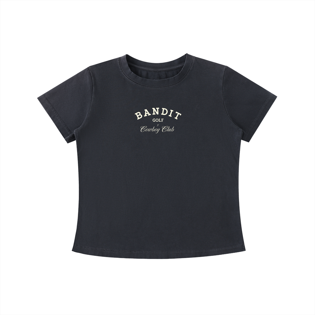 Women's Bandit Golf & Cowboy Club Vintage Wash Slim Fit Tee - T-Shirt - Black