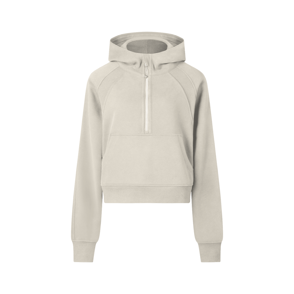 Women's Cropped Half-Zip Bandit Golf Hoodie - Hoodie - Apricot
