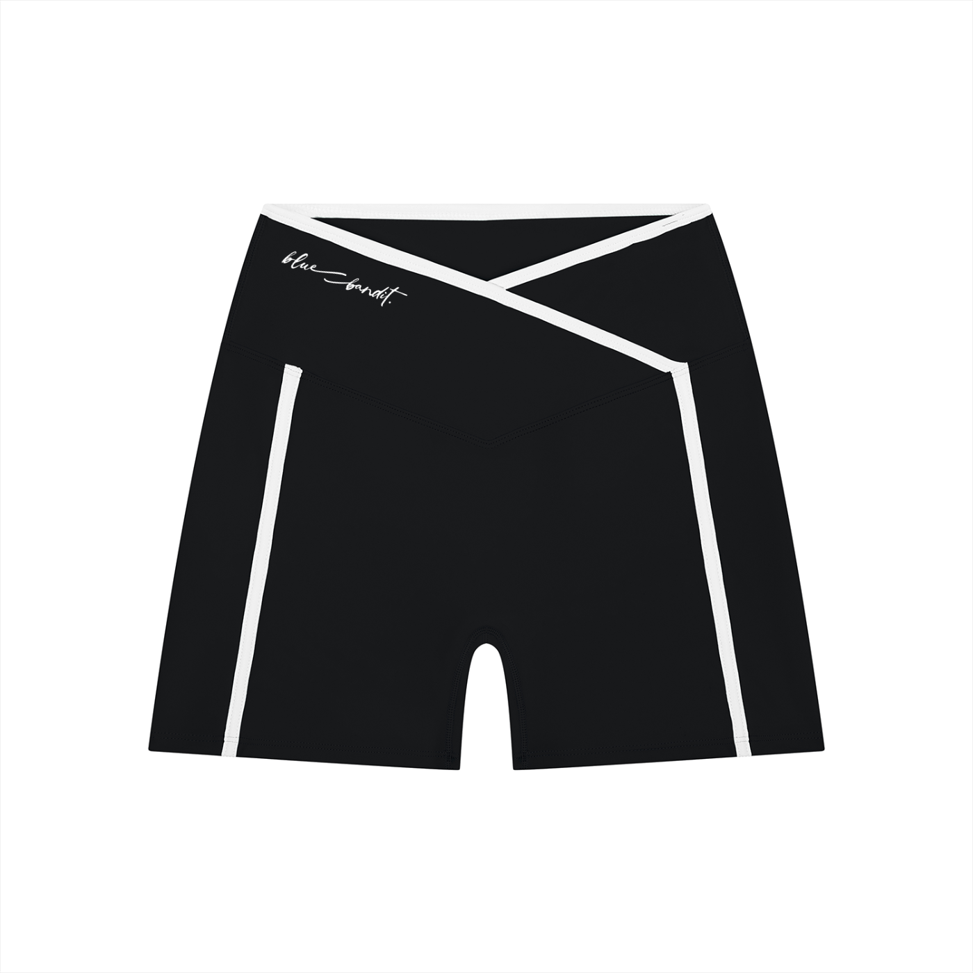 Striped High Rise Training Shorts - - Black