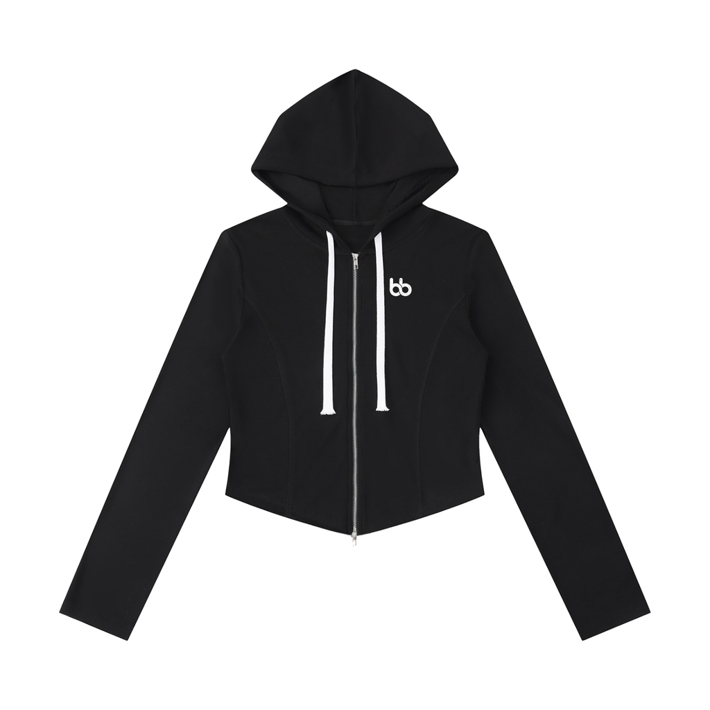 Women's Interlock Slim Cropped Hoodie - Hoodie - Black