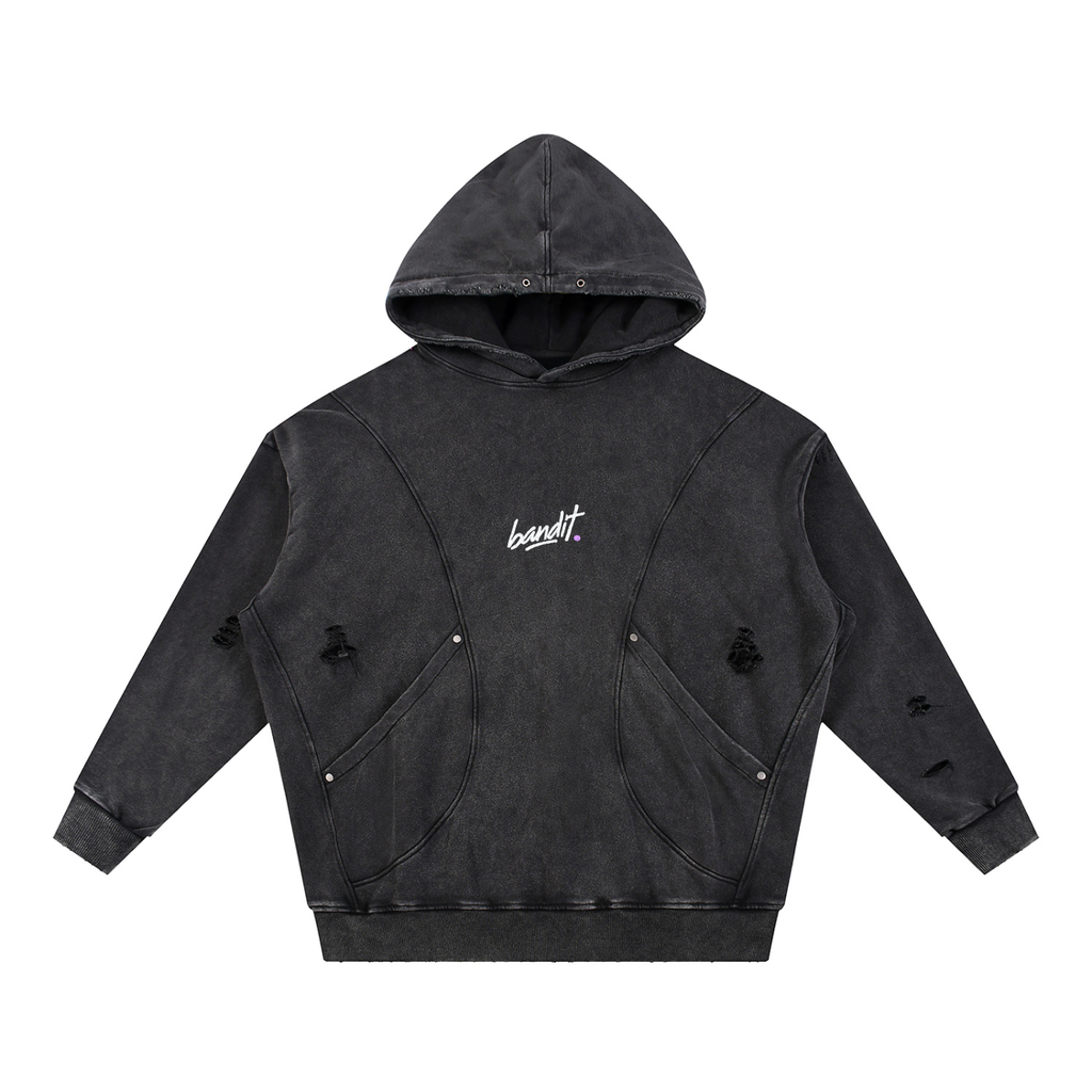 Distressed Bandit Hoodie - Hoodie - Black