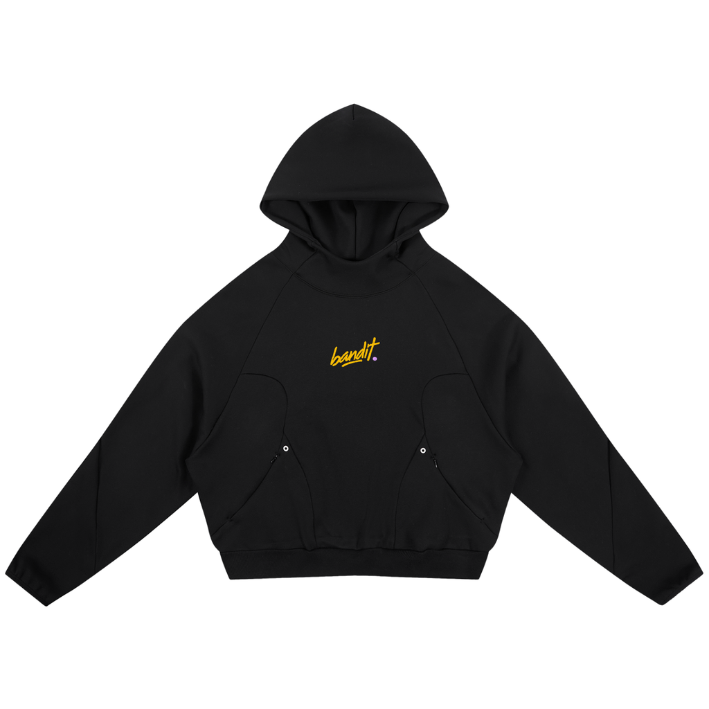 Bandit. Curved Panel Hoodie - Hoodie - Black