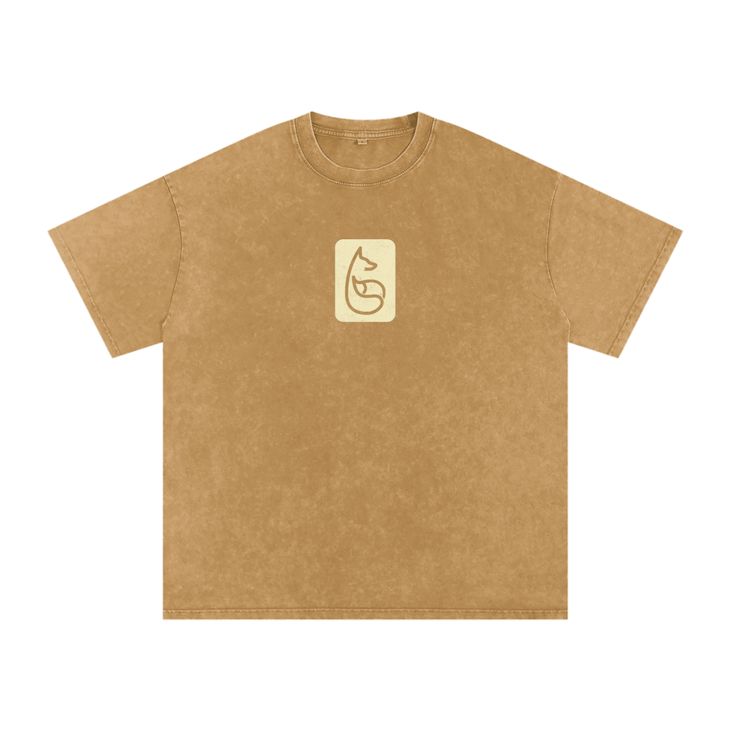 Cooked Acid Washed Relaxed T-Shirt - T-Shirt - Light Brown