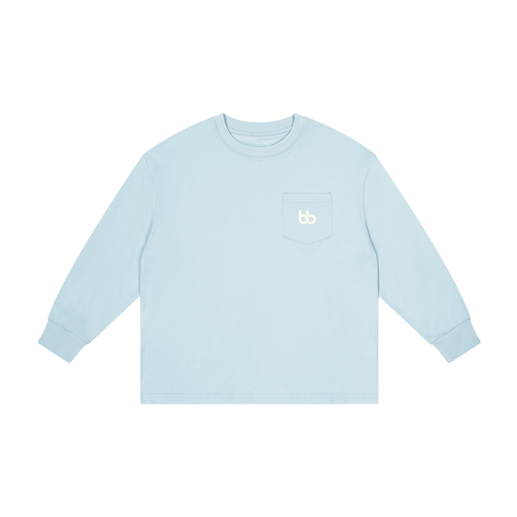 Kid's Caddie Long Sleeve Pocket Tee - Long Sleeve - Sky Blue