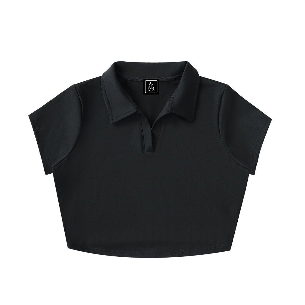Women’s Interlock Lapel Golf Crop Top - Polo - Black