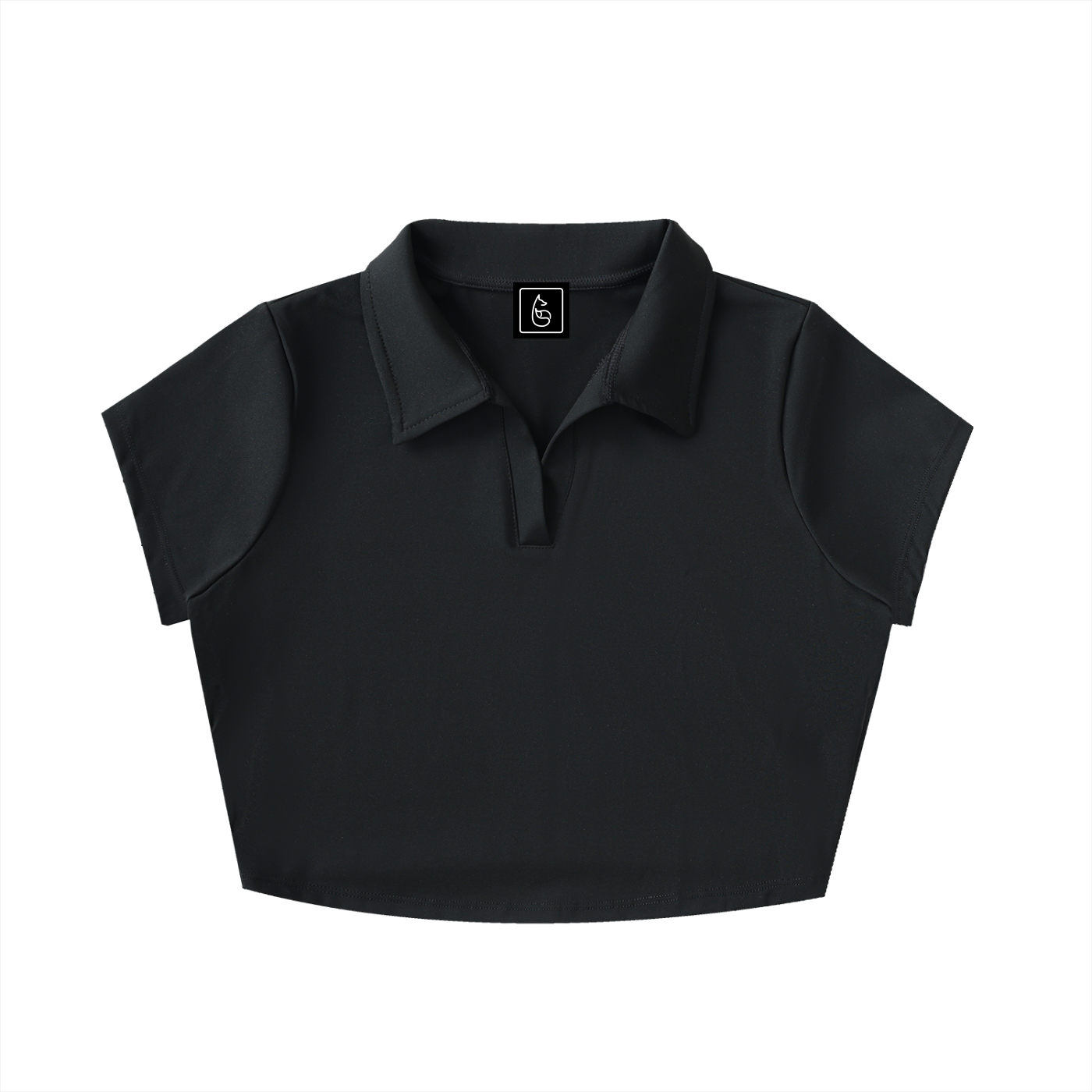 Women’s Interlock Lapel Golf Crop Top - Polo - Black