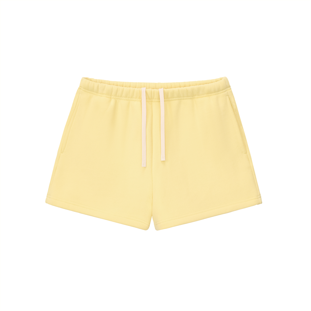 Essential Fleeced Drawstring Sweatshorts - Shorts - Yellow