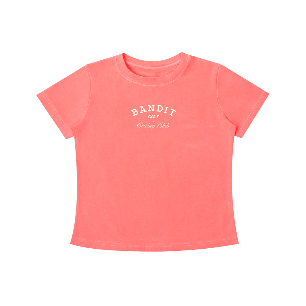 Women's Bandit Golf & Cowboy Club Vintage Wash Slim Fit Tee - T-Shirt - Watermelon Red