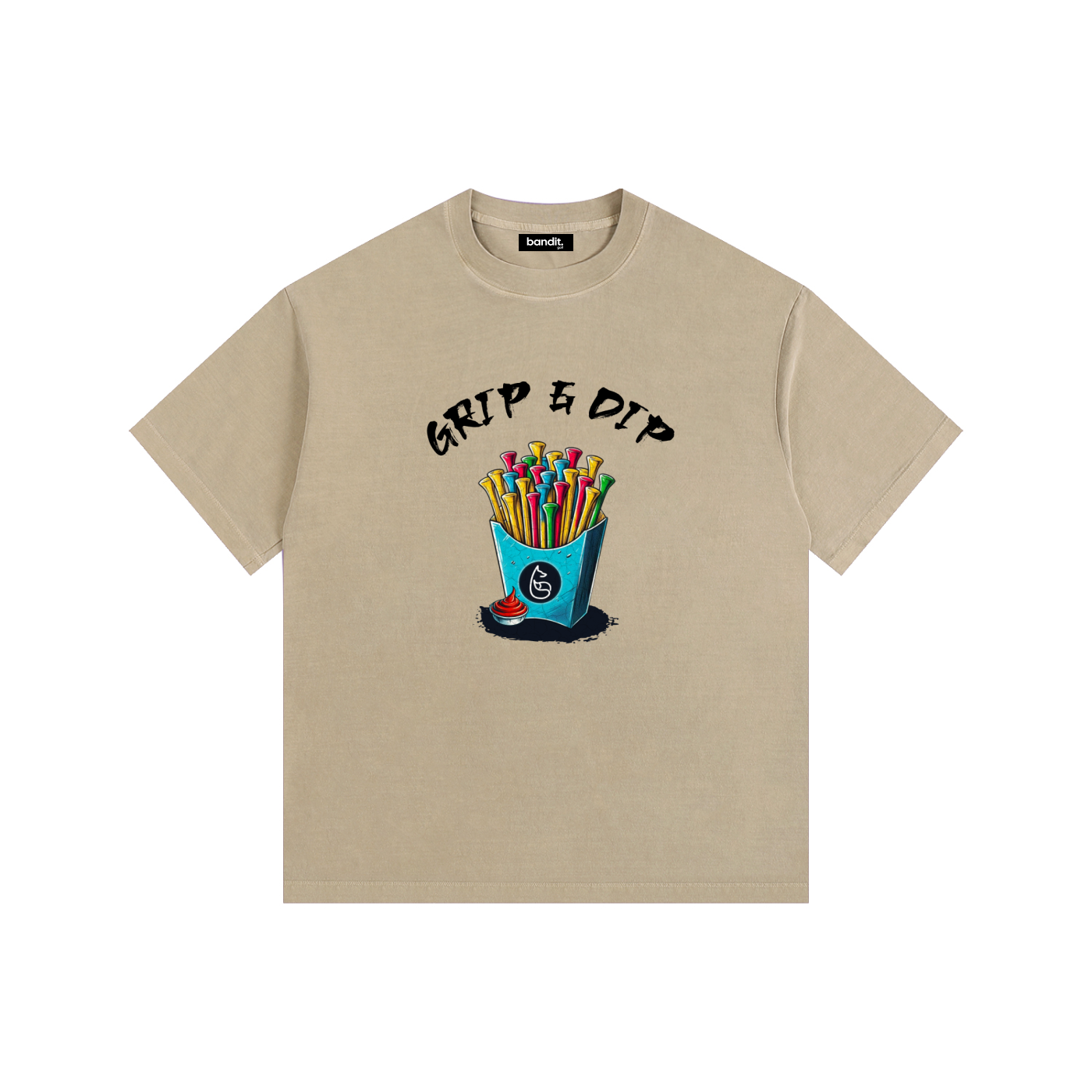 Grip It & Dip It Oversized Tee - T-shirt - Khaki