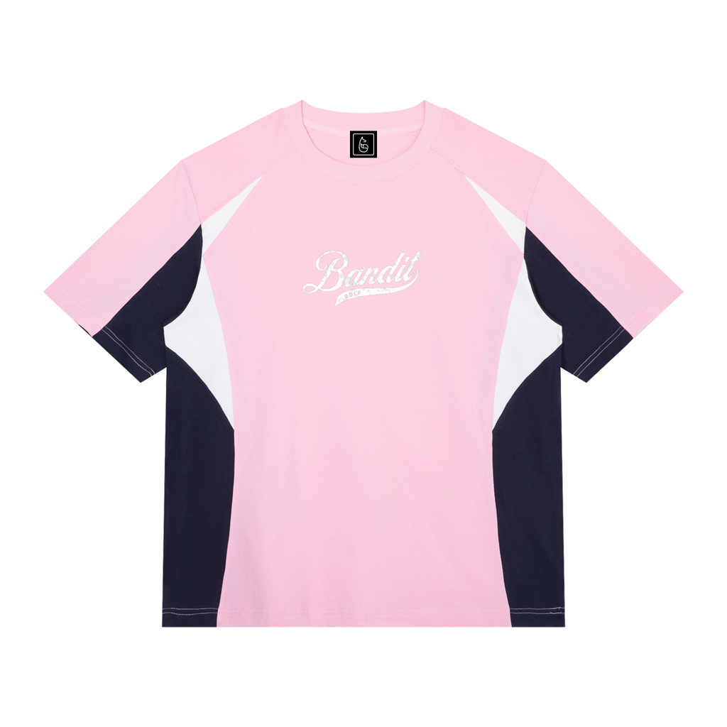 Elite Color Blocked Bandit Golf Tee - T-Shirt - Pink with Navy Blue