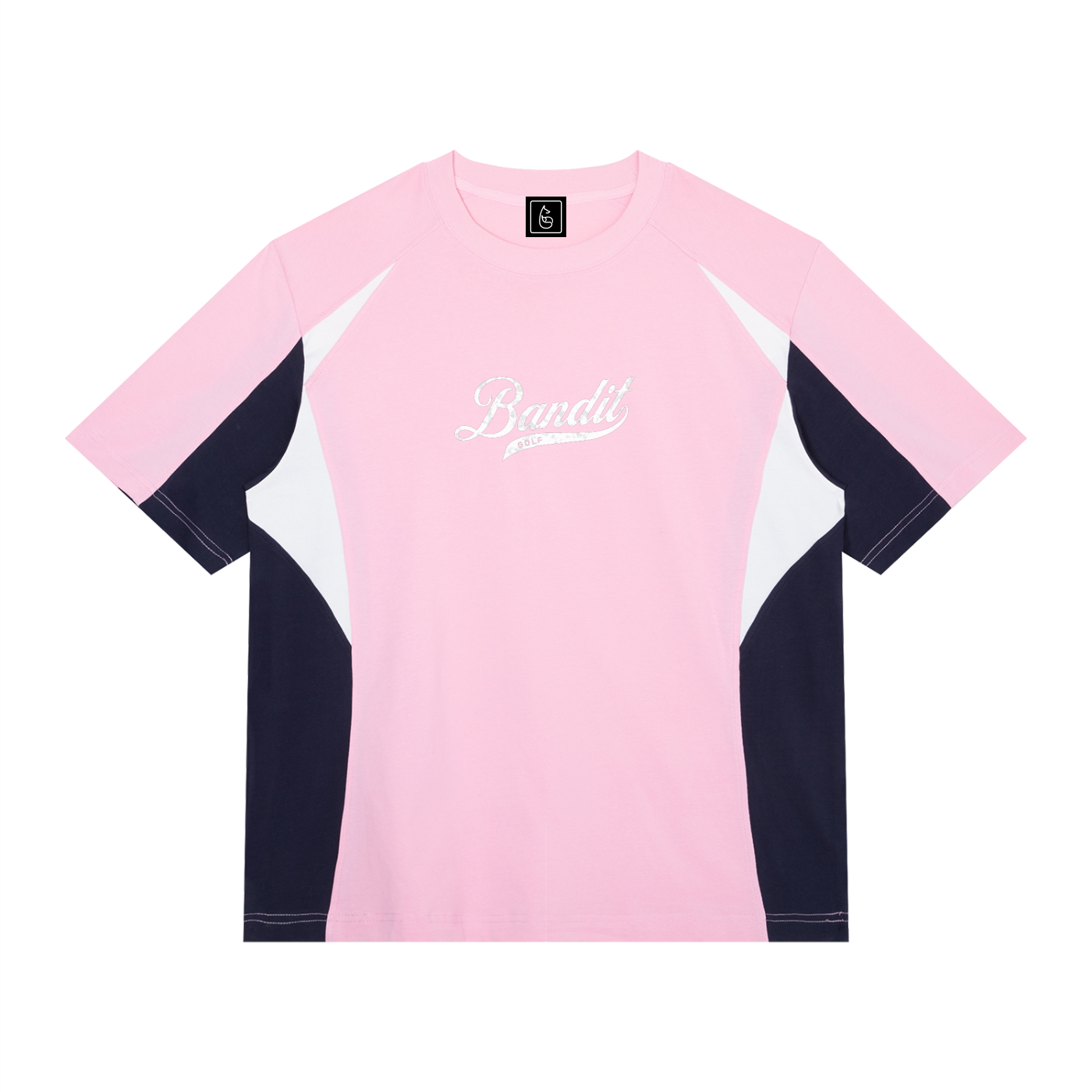 Elite Color Blocked Bandit Golf Tee - T-Shirt - Pink with Navy Blue