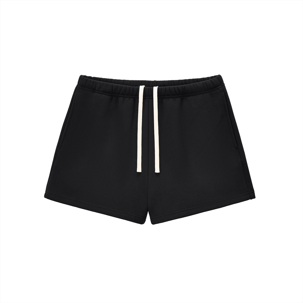 Essential Fleeced Drawstring Sweatshorts - Shorts - Black
