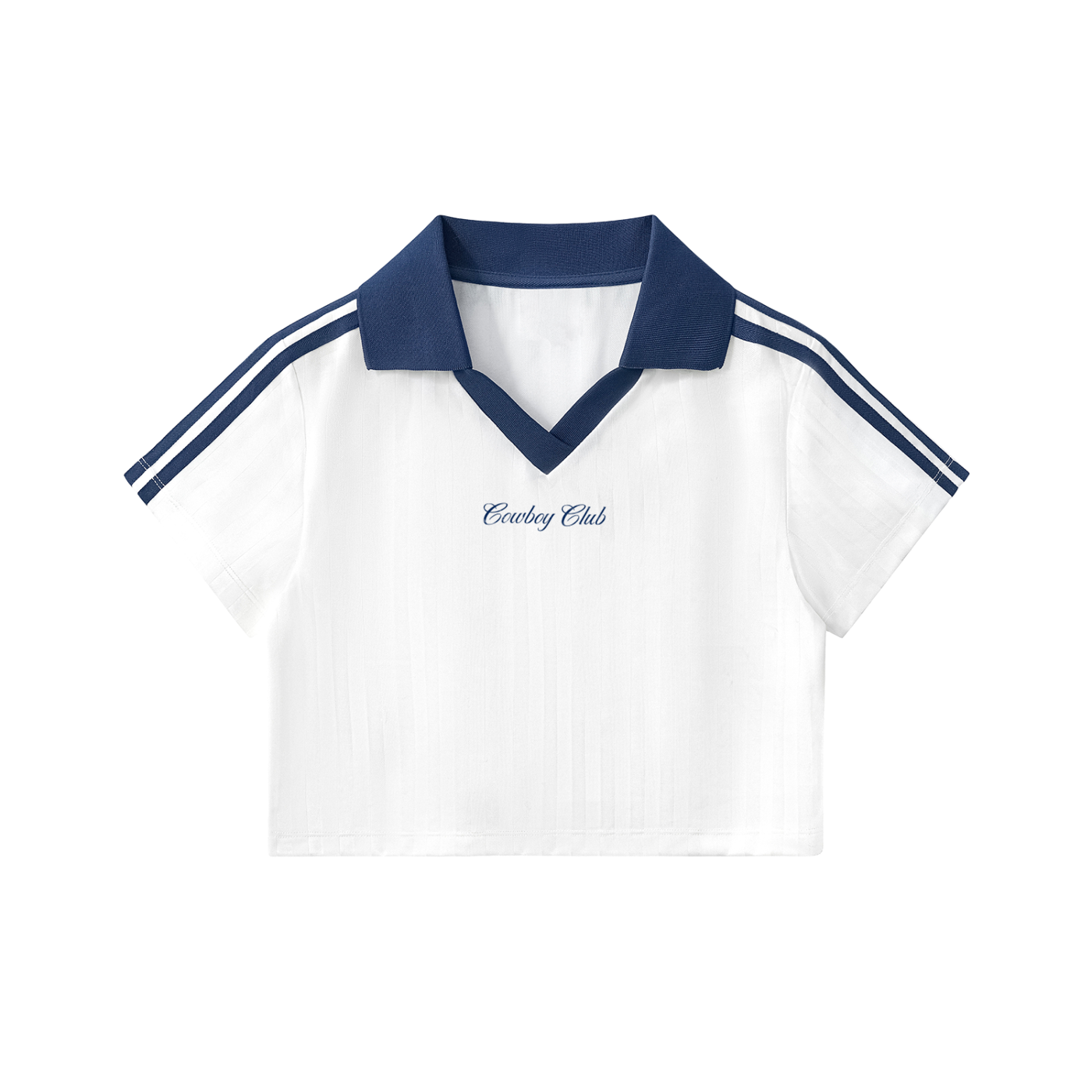 Women's Cowboy Club Cropped Crossover Jersey - Jersey - White with Navy Blue