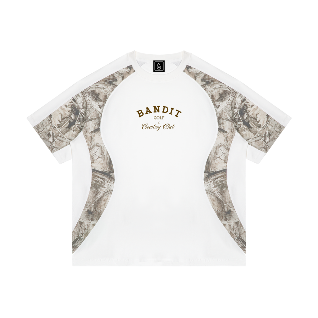 Elite Bandit Golf & Cowboy Club Tee - T-Shirt - White with Tree Camo