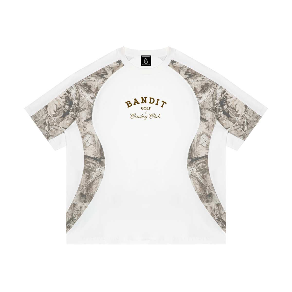 Elite Bandit Golf & Cowboy Club Tee - T-Shirt - White with Tree Camo