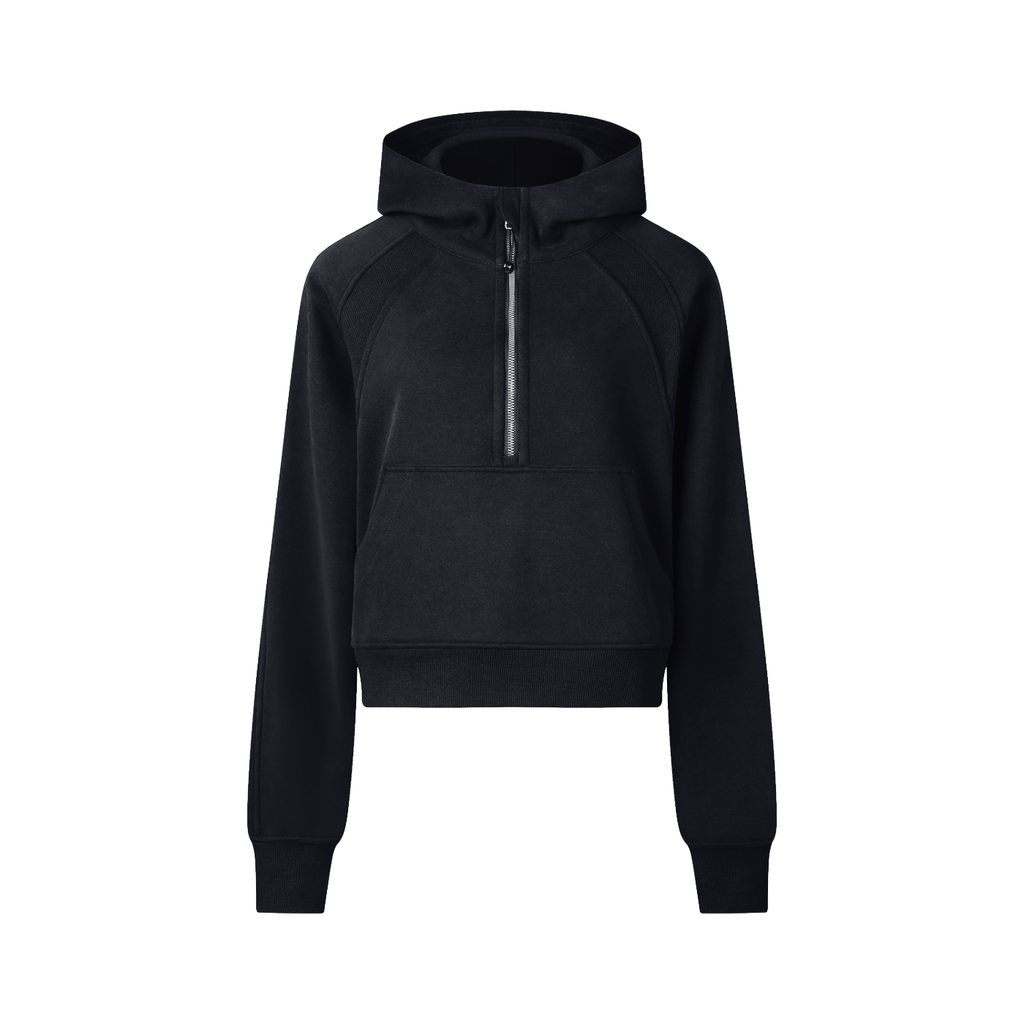 Women's Cropped Half-Zip Bandit Golf Hoodie - Hoodie - Black