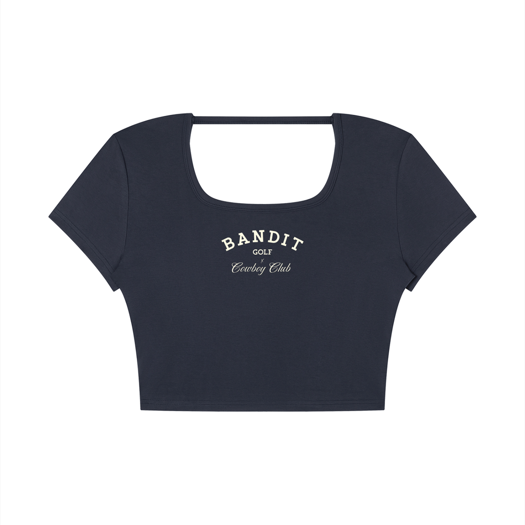 Bandit Golf & Cowboy Club Open Back Cropped T-Shirt - T-Shirt - Royal Blue