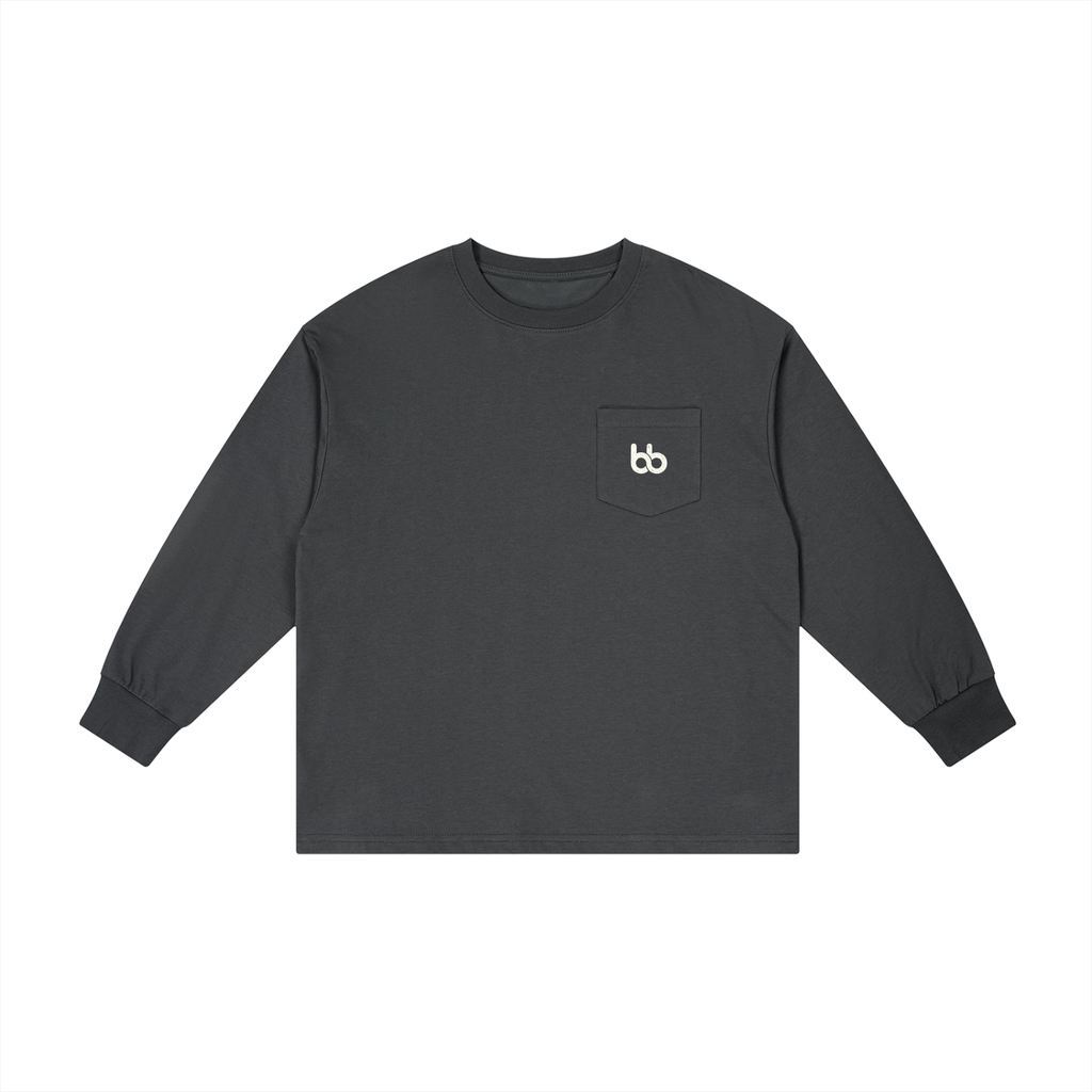 Kid's Caddie Long Sleeve Pocket Tee - Long Sleeve - Dark Gray