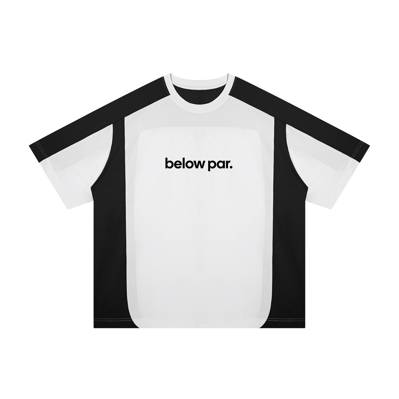 below par. Color Blocked Golf T-Shirt - T-Shirt - White with Black