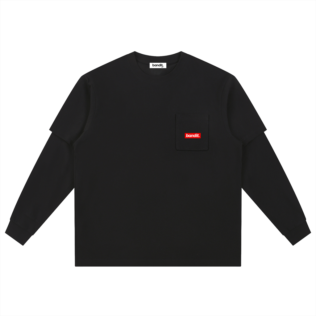 Printing Birdies Layered Golf Long Sleeve - Long Sleeve - Black