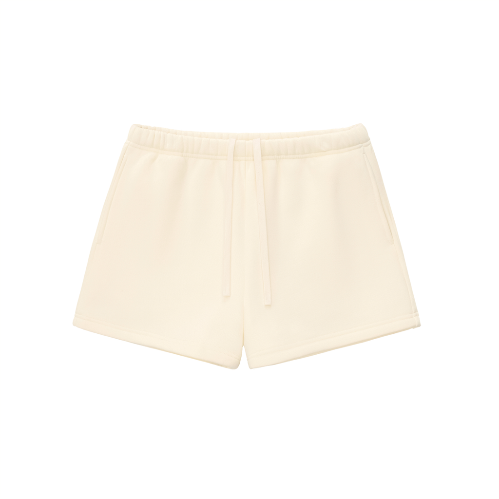 Essential Fleeced Drawstring Sweatshorts - Shorts - Cream Apricot