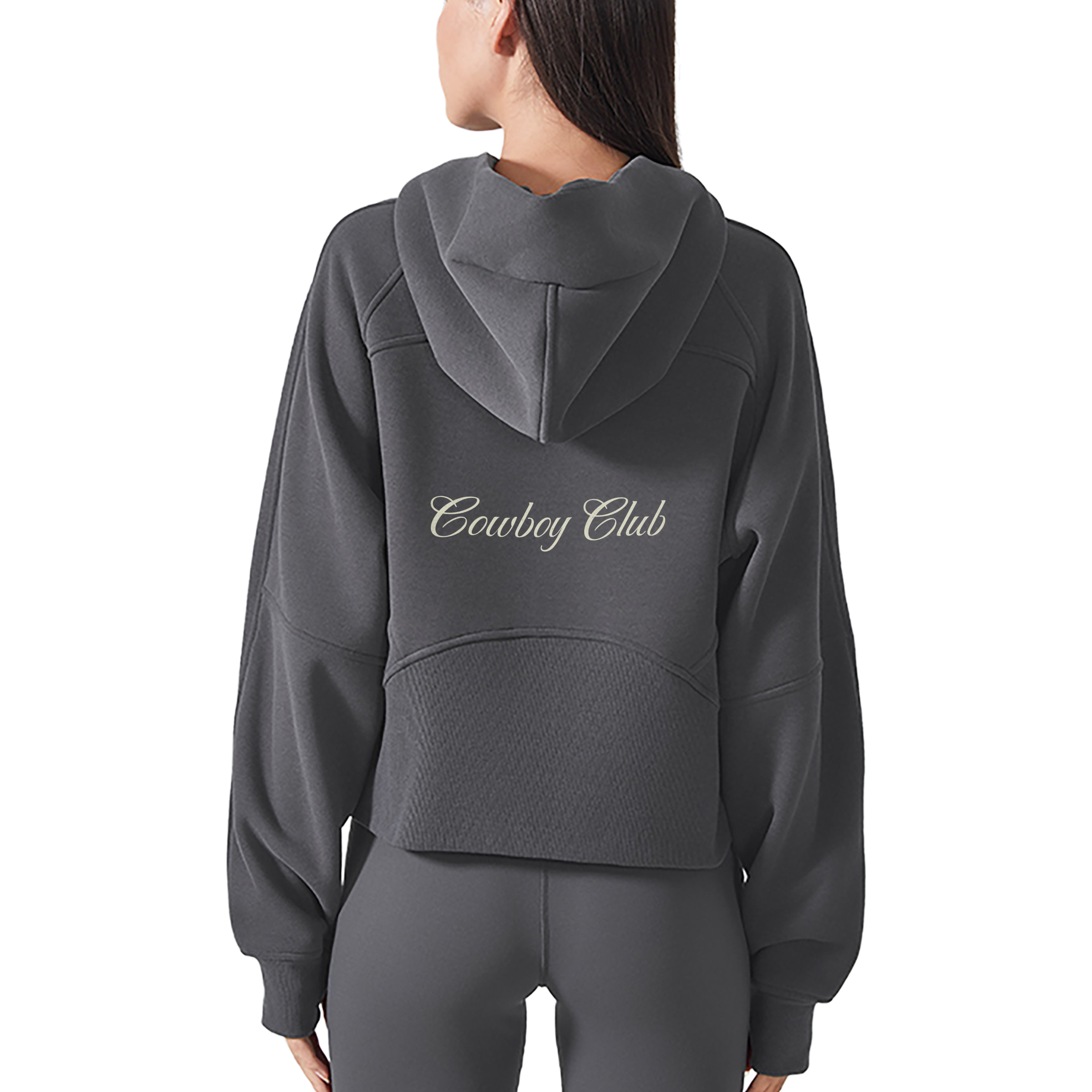 Women's Cowboy Club Cropped Full-Zip Hoodie - Hoodie -