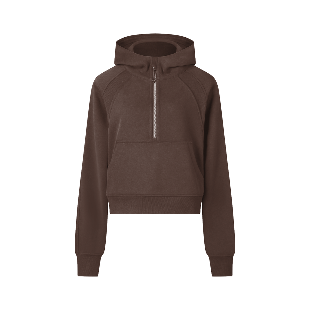 Women's Cropped Half-Zip Bandit Golf Hoodie - Hoodie - Coffee