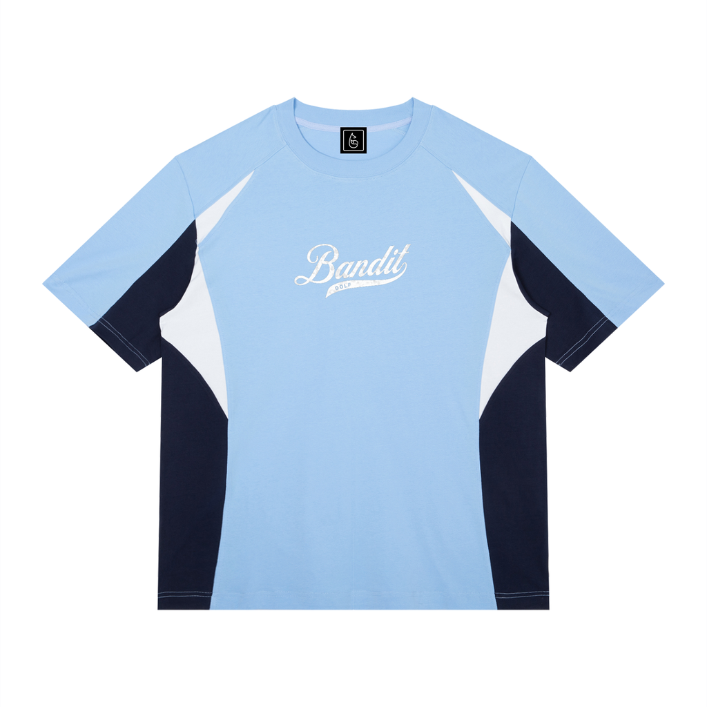 Elite Color Blocked Bandit Golf Tee - T-Shirt - Sky Blue with Navy Blue