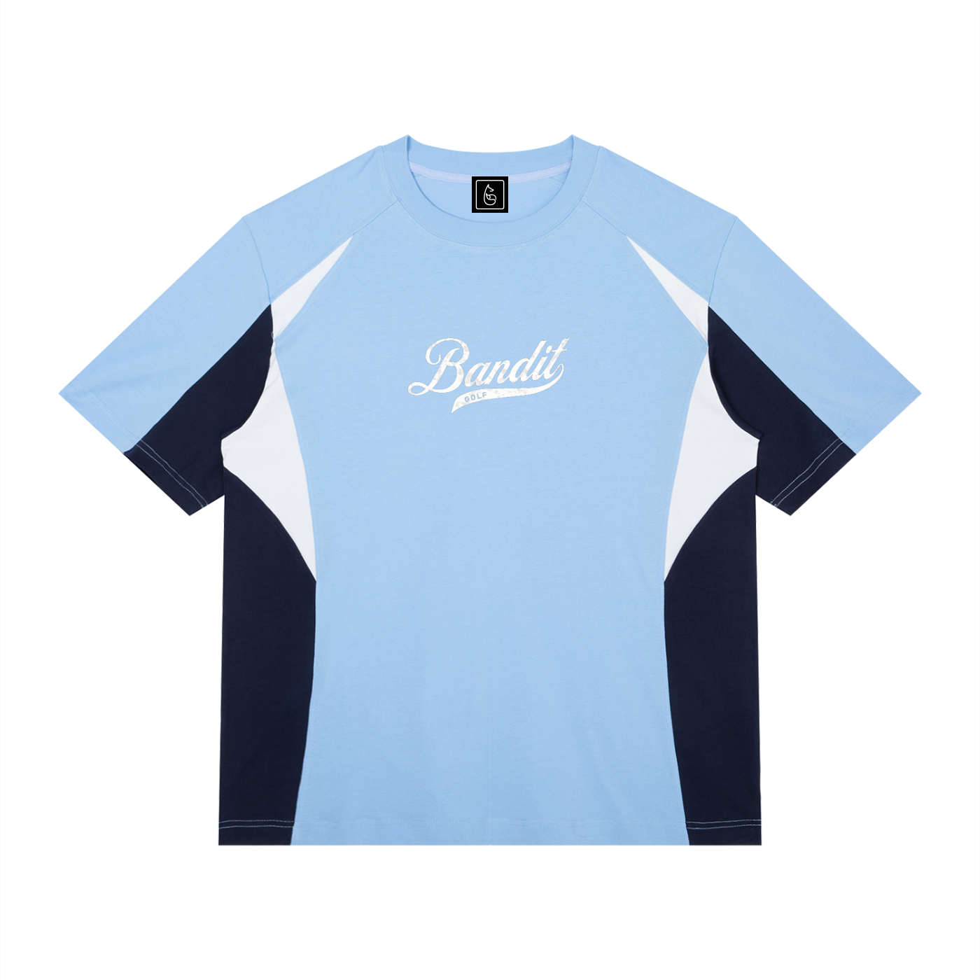 Elite Color Blocked Bandit Golf Tee - T-Shirt - Sky Blue with Navy Blue