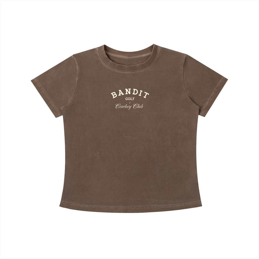 Women's Bandit Golf & Cowboy Club Vintage Wash Slim Fit Tee - T-Shirt - Coffee