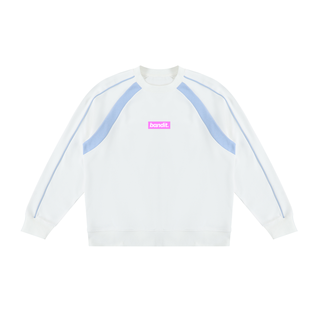 all Faux Par Bandit Crewneck Sweatshirt - Sweatshirt - White with Sky Blue