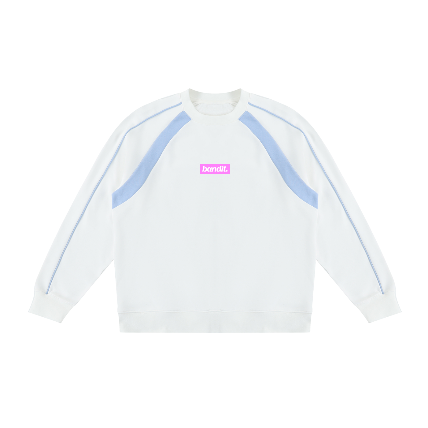 all Faux Par Bandit Crewneck Sweatshirt - Sweatshirt - White with Sky Blue