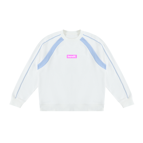 all Faux Par Bandit Crewneck Sweatshirt - Sweatshirt - White with Sky Blue