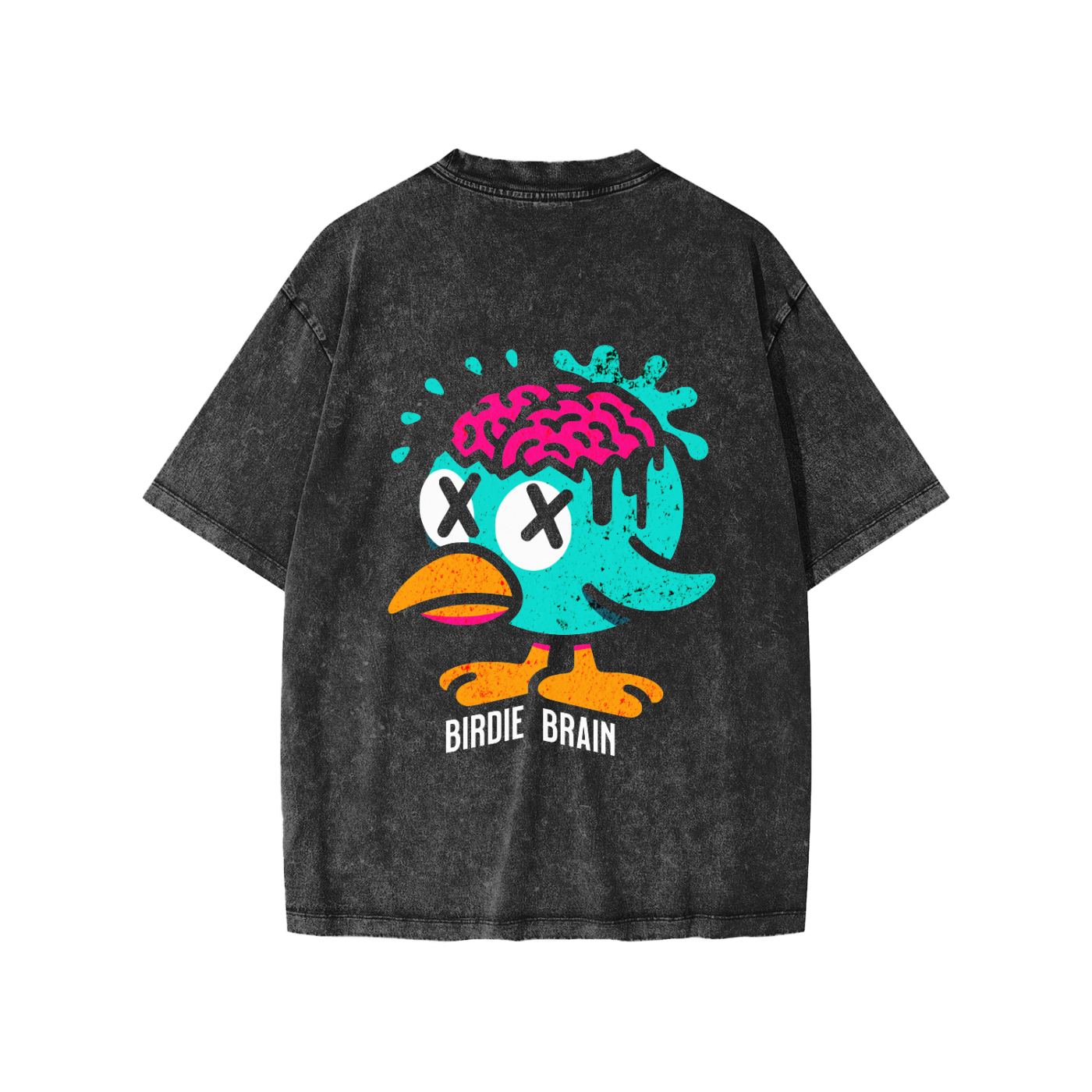 Black snow washed t-shirt with colorful back golf inspired graphic