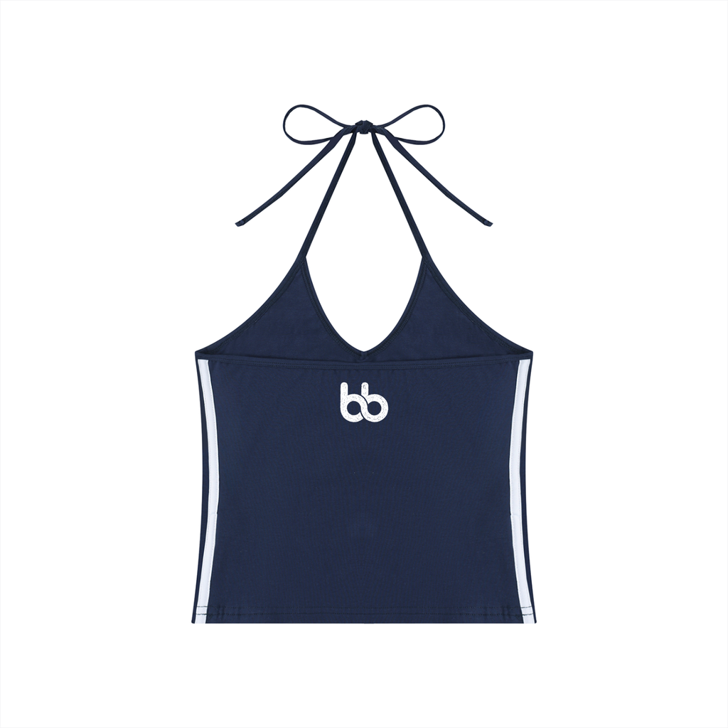 bb Halter Training Cropped Tank - - Navy Blue
