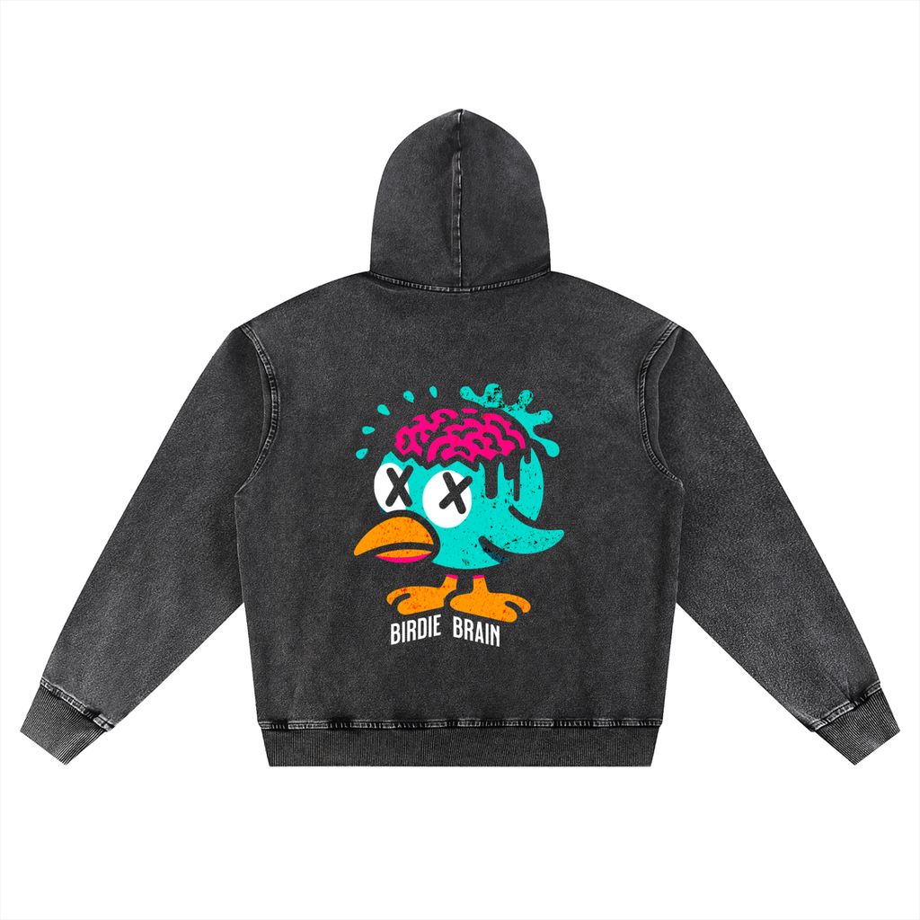 Birdie Brain Vintage Style Hoodie - Hoodie -