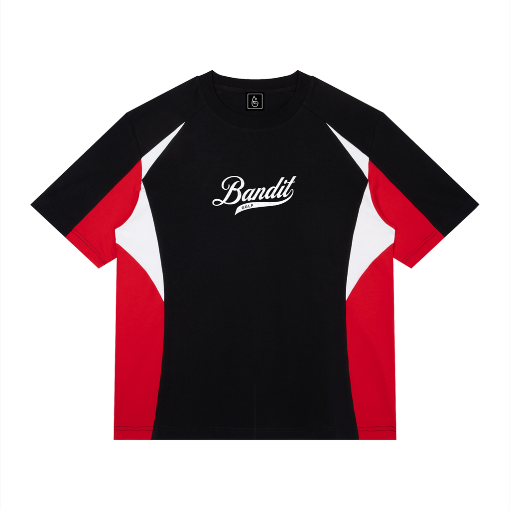 Elite Color Blocked Bandit Golf Tee - T-Shirt - Black with Red