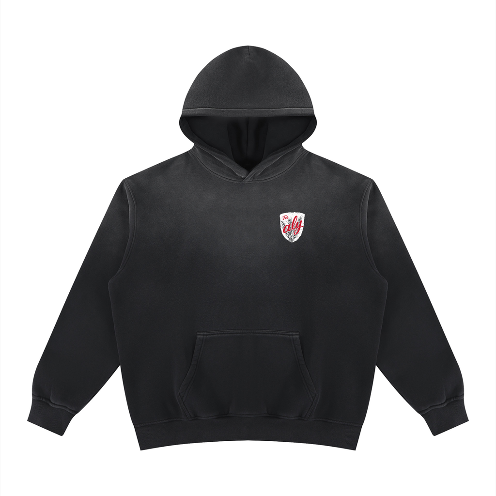 For Aly Vintage Washed Fleece Hoodie - Hoodie - Black