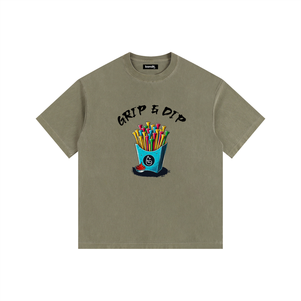 Grip It & Dip It Oversized Tee - T-shirt - Army Green