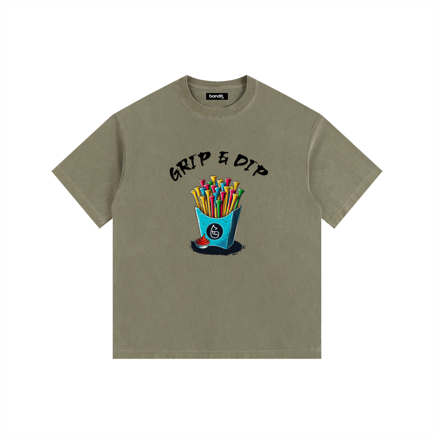 Grip It & Dip It Oversized Tee - T-shirt - Army Green