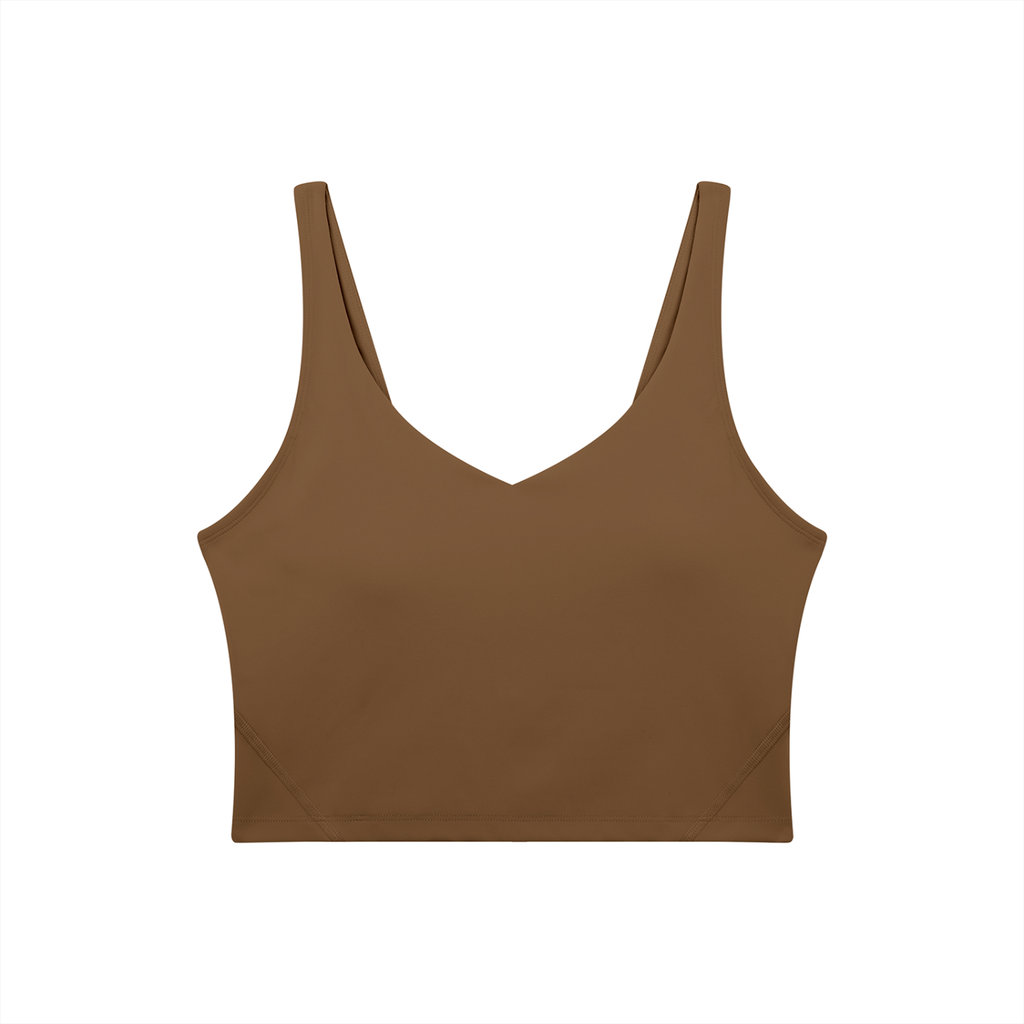 Women's V-Neck Bandit Golf & Cowboy Club Sports Bra - Sports Bra - Coffee