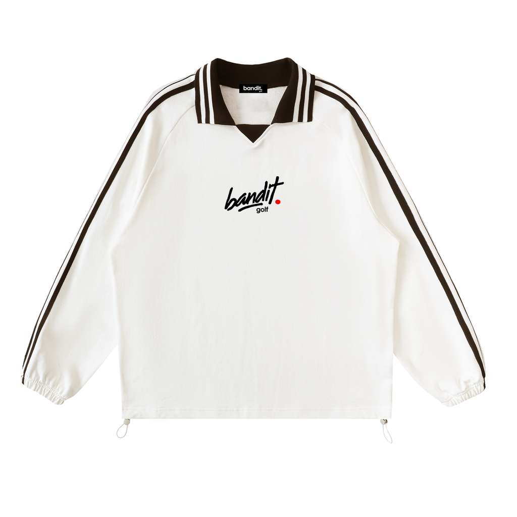 Bandit Golf Lapel Collar Sweatshirt - Sweatshirt - White